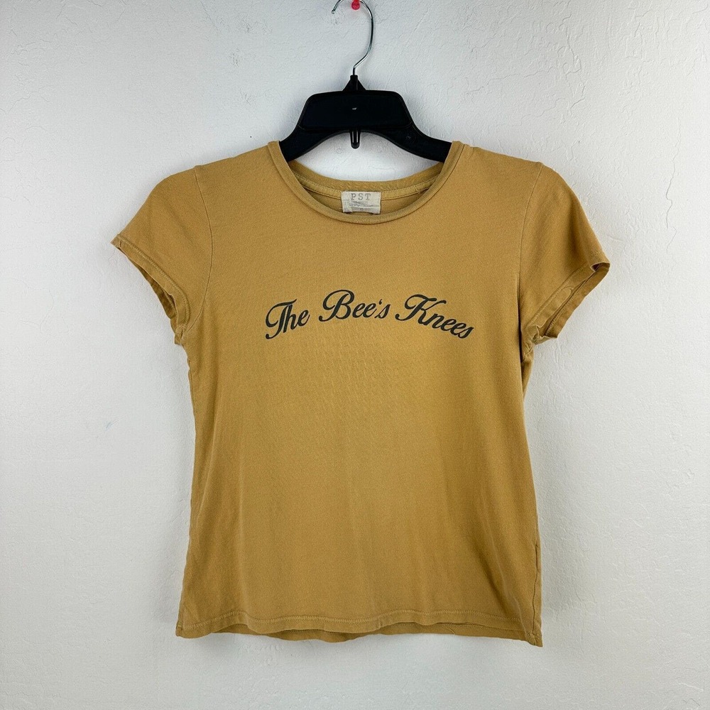 PST Tshirt Women XS Yellow Black Cotton The Bees Knees Short Sleeve Pullover Tee